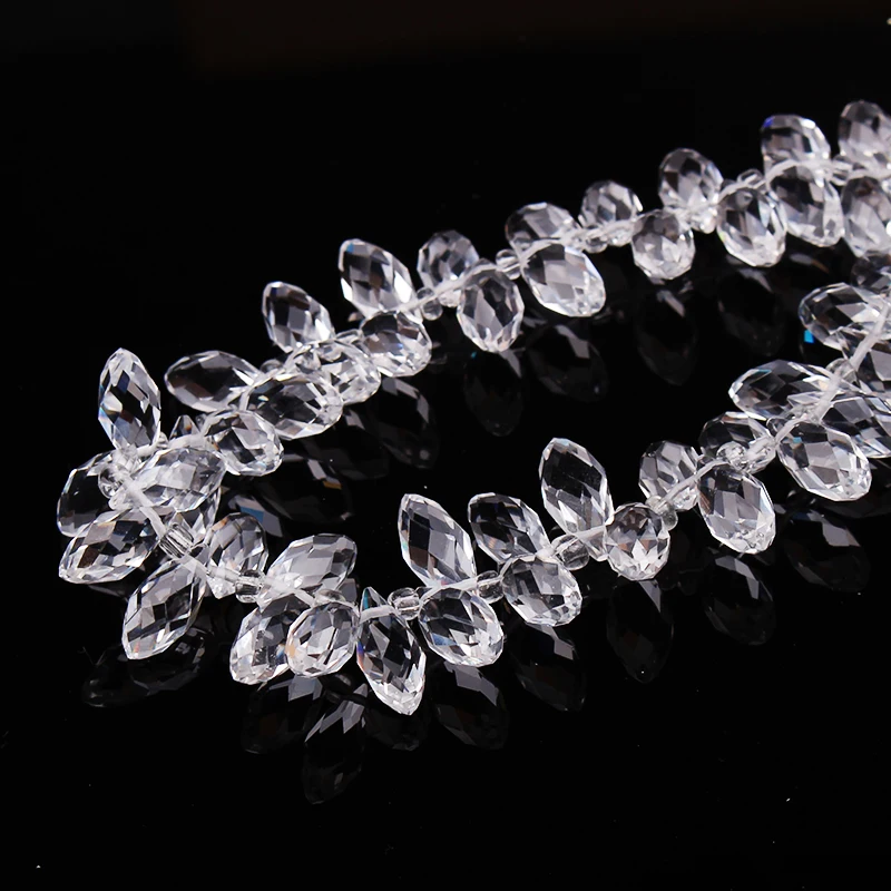 50pcs Clear Oval Faceted Crystal Beads 6x12mm Briolette Teardrop Beads Transparent Water Drop Glass Beads DIY Jewelry Making Acc