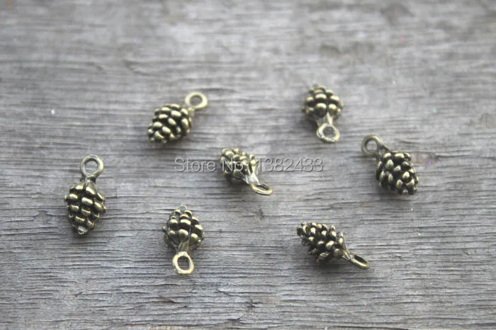 30pcs--Pine Cone Charms Antique bronze 3D mini Pine cone charm pendant 13x6mm