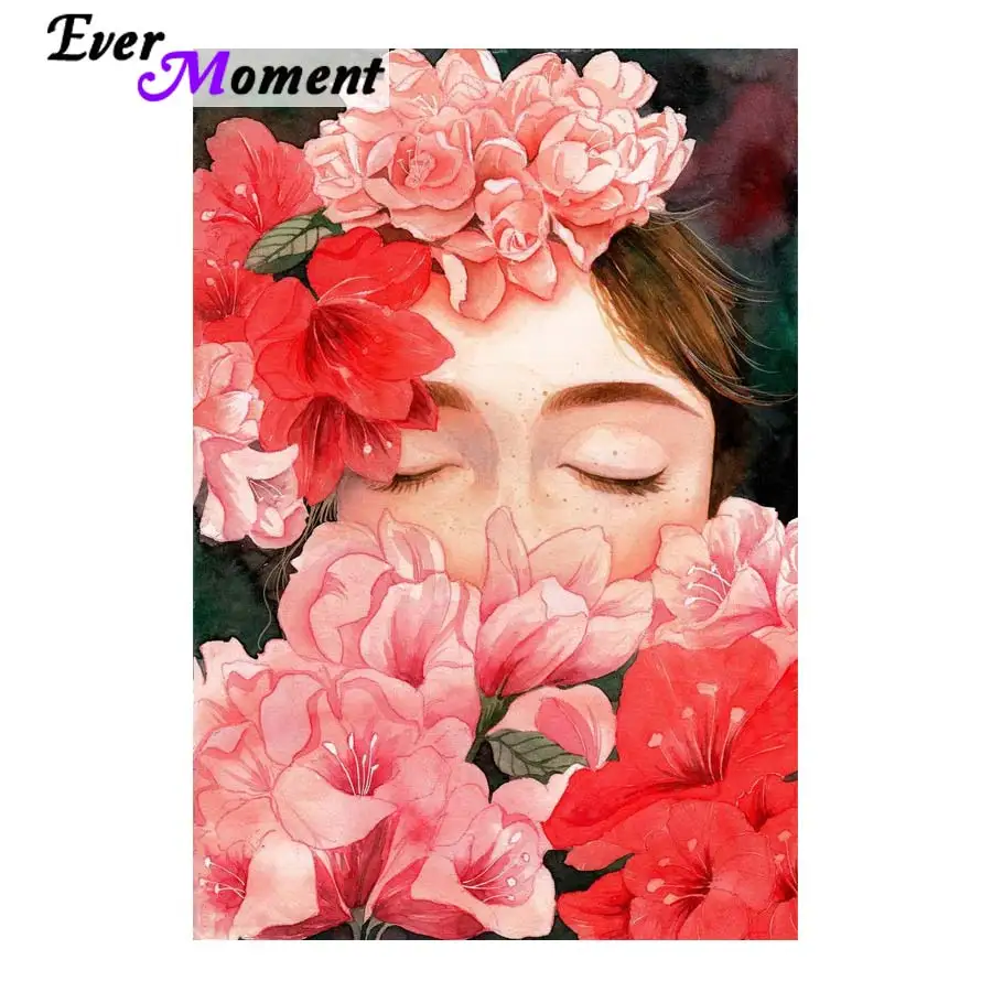 

Ever Moment Mosaic Crystals Beautiful Flower Girl Painting Mosaic Kit Pictures DIY Diamond Painting Art Hobby ASF839