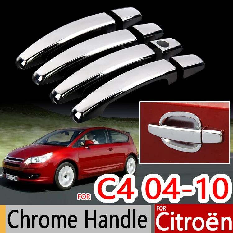 For Citroen C4 2004-2010 Chrome Handle Covers Trim Set for Coupe Hatch Sedan Pallas Car Accessories Stickers Car Styling 2008