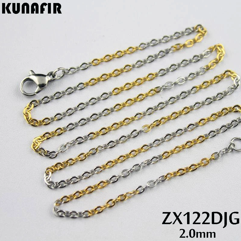 Cross chain Golden color 1.5mm-3.0mm Stainless steel Necklace welding fashion Chain women lady jewelry  ZX121DJG