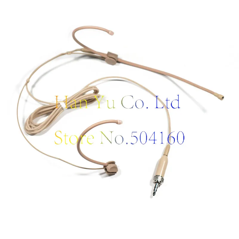 Detachable mini Beige Omni-Directivity Dual Hook Headset Microphone for Wireless Mic System