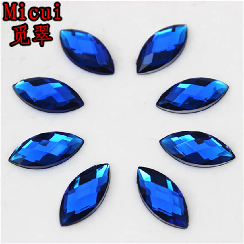 Micui 200pcs 7*15mm Horse Eye Mix color Acrylic Rhinestones Crystals Flatback Strass Crystal Stone For Clothes Dress Craft ZZ686