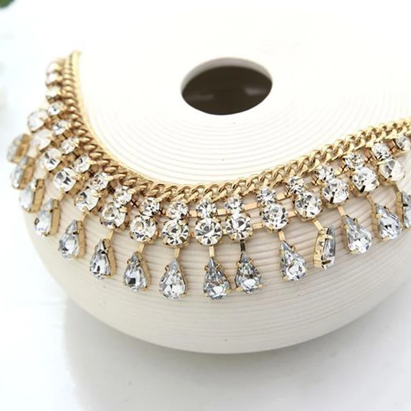 Manual chain water combination rhinestone fashion necklace #N025