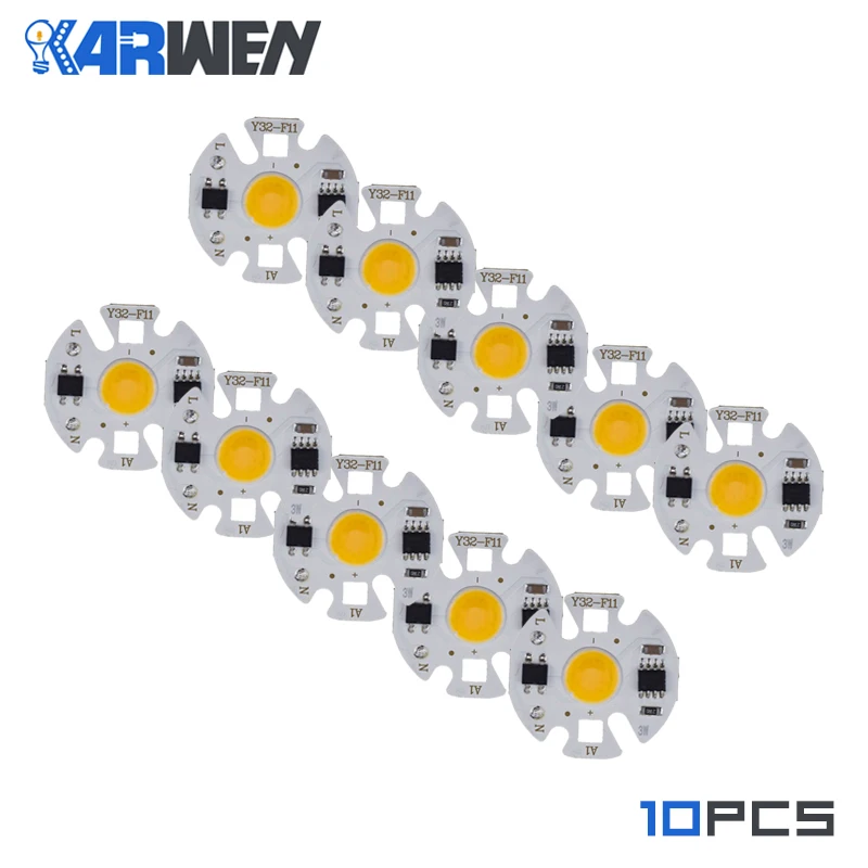 KARWEN 10PCS LED COB lamp Chip Bulb Y32 3W 5W 7W 9W Real Power Input IP65 For Outdoor LED   Bulb FloodLight Cold Warm White 220V