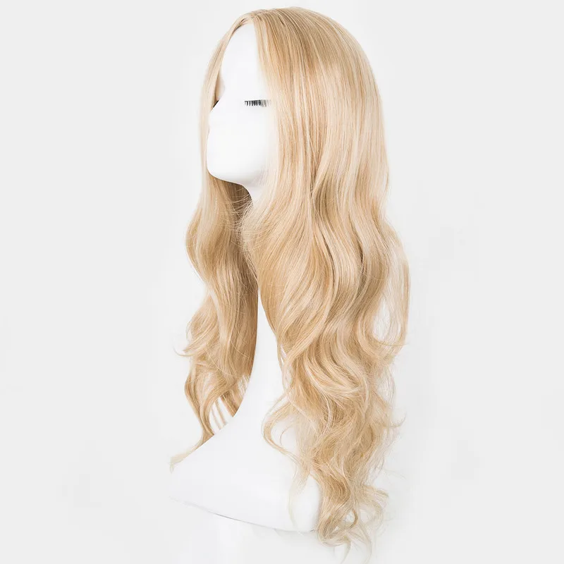 Blonde Wig Fei-Show Synthetic Heat Resistant Fiber Long Curly Hair Middle Part Line Women Female Costume Party Salon Hairpiece