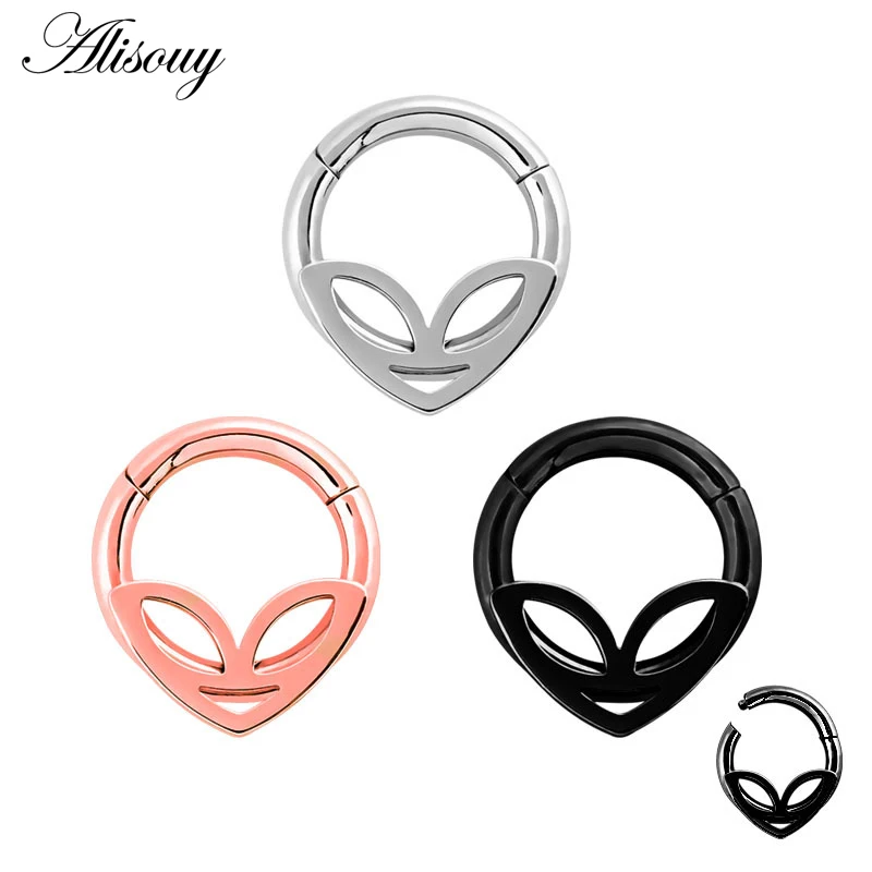 1PC 6 Styles Double Layers Steel Clicker Segment Nose Hoop Rings Hinged Ear Nose Septum Piercing Women Men Body Jewelry Ombligo