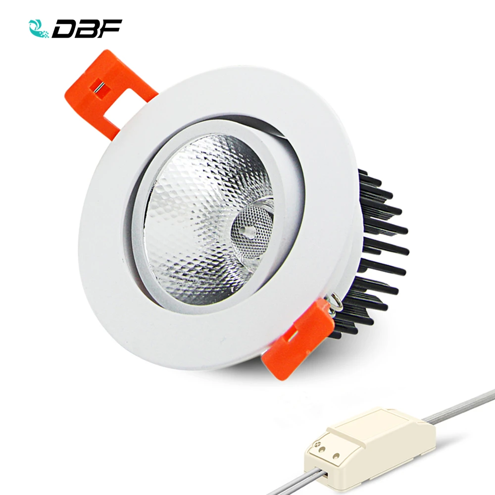 

[DBF]Angle Adjustable LED Recessed Downlight Dimmable 7W 9W 12W 15W 18W Epistar COB Chip Ceiling Spot Lamp with 110/220V Driver