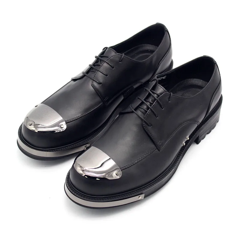 Top Quality Leather Shoes Men Height Increasing Platform Derby Handmade Casual Mens Formal Shoes Business Office Shoes