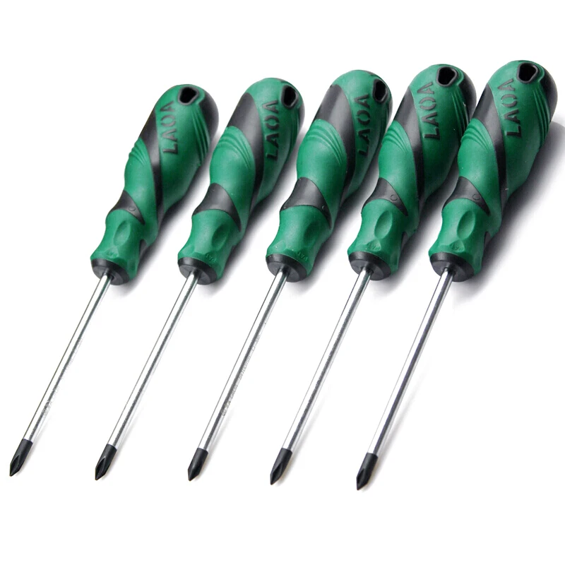 LAOA 1pcs Slotted Screwdriver S2 Material Phillips Screwdrivers Double Color handle Screw Driver With Magnetism