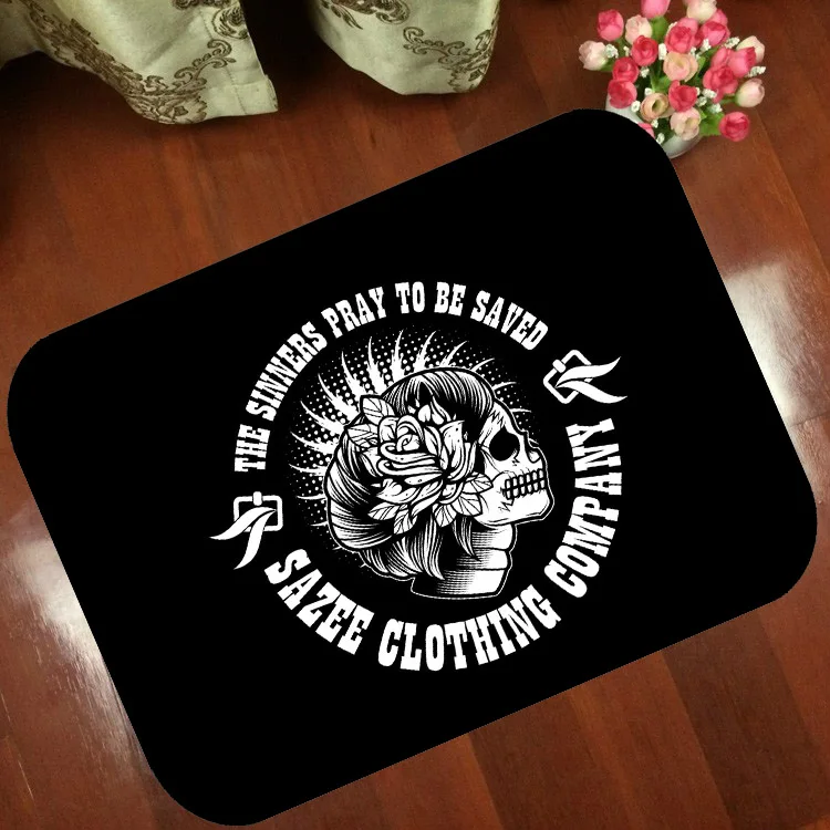 Floor Mats Anti Slip Mat Cartoon animation Human skeleton skull Printed Pattern Carpet Rug for Bathroom Door Living Room