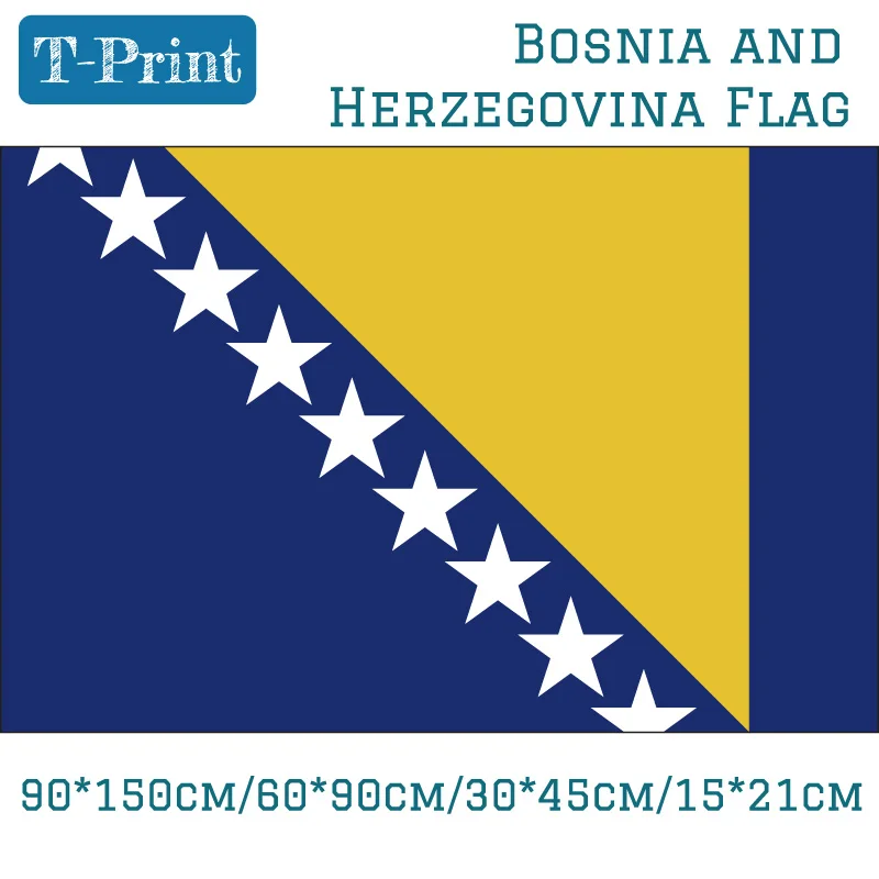 National Flag Of Bosnia And Herzegovina 90*150cm/60*90cm/40*60cm/15*21cm For Event / Office / Home Decoration