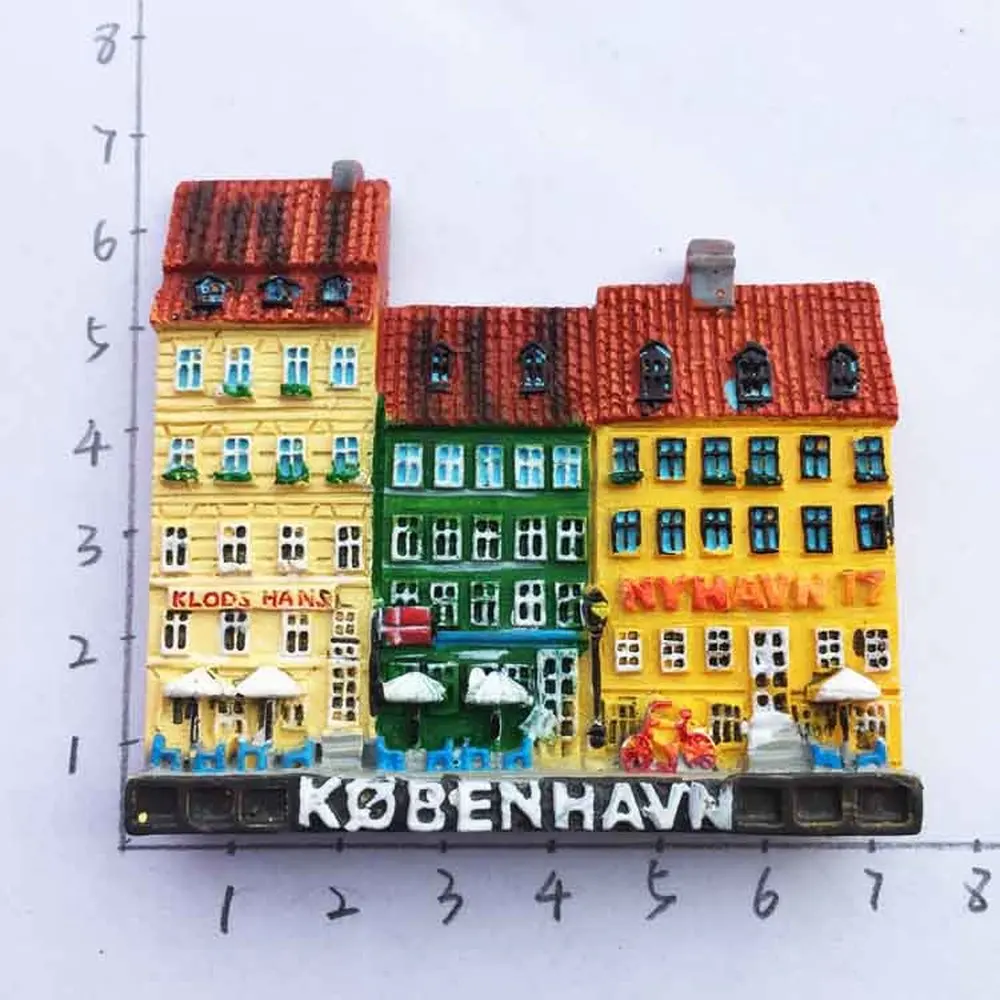 Hot Copenhagen Denmark Fridge Magnet New Harbor Colorful Street House Tourist Souvenir Magnetic Refrigerator Sticker Home Decor