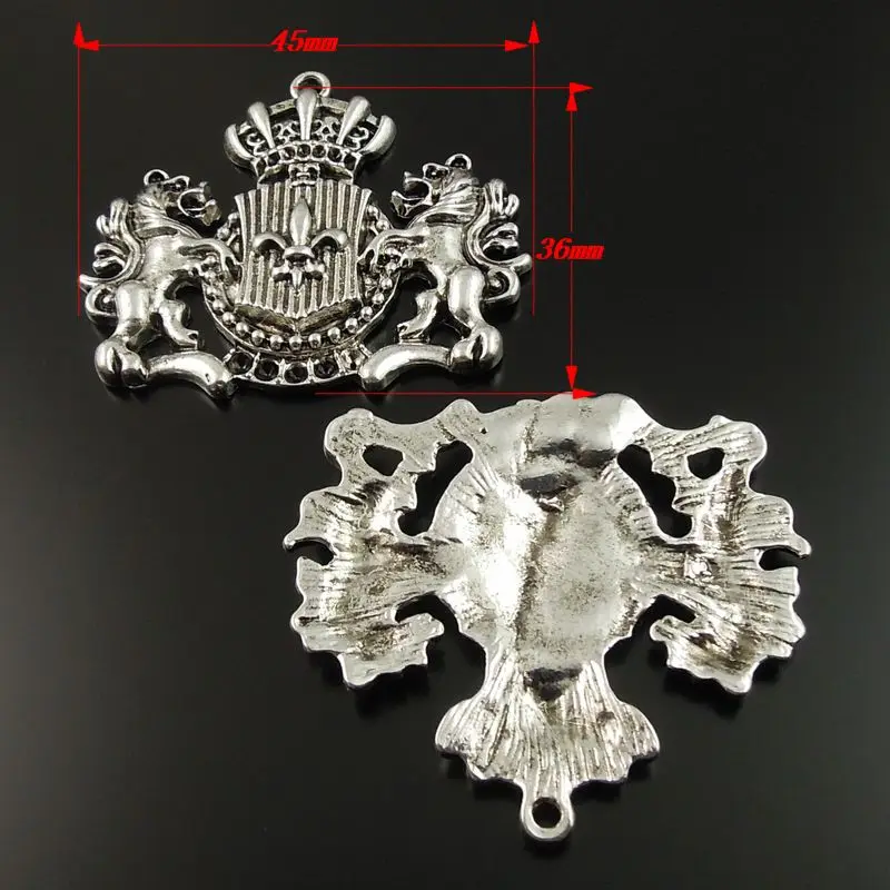 6pcs/lot Man Vintage Silver Color Alloy Crown Horse Charms Necklace Pendant Jewelry Findings Hot 45*36*4mm Top Quality35705