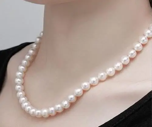 

AAA9-10mm south sea round white pearl necklace 18inch 925silver