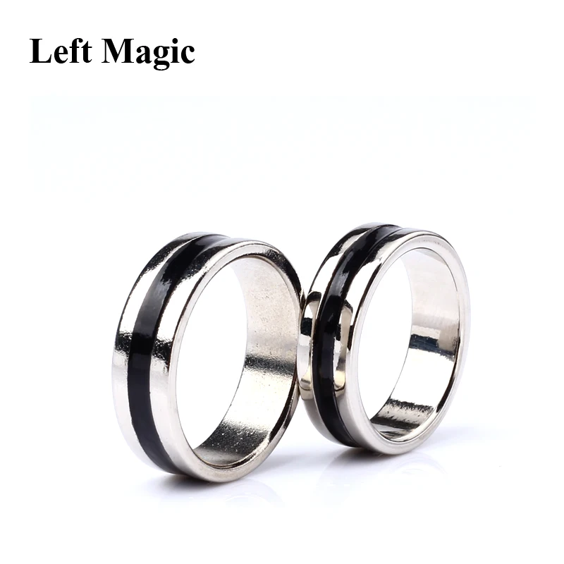 Anillo mágico magnético fuerte, accesorio de plata y negro, moneda, trucos de magia para espectáculo de magia, primer plano, B1024, 1 unidad