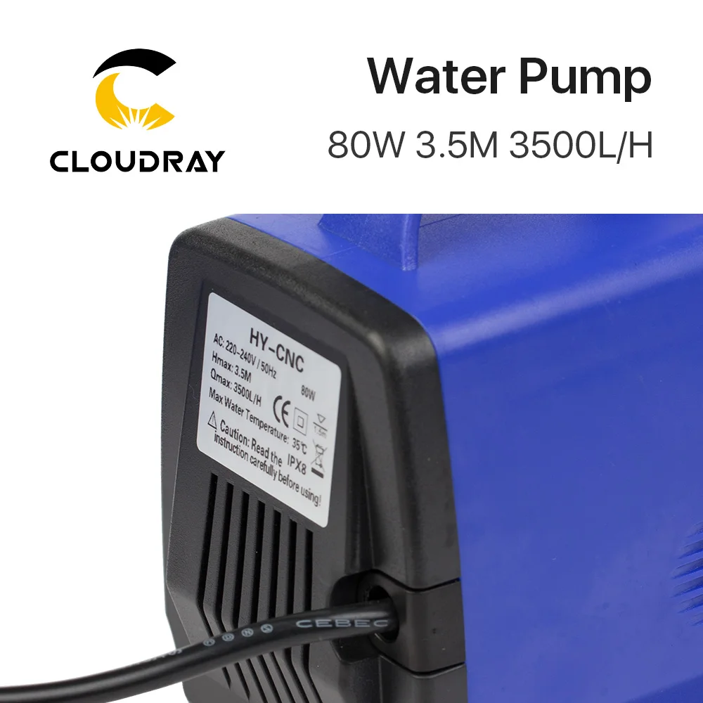 Submersible Water Pump 80W 3.5M 3500L/H IPX8 220V for CO2 Laser Engraving Cutting Machine