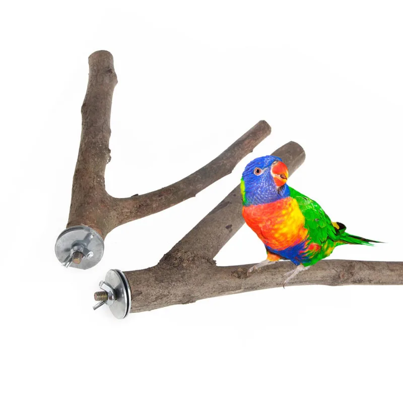 15cm/21.5cm Parrot Wood Raw Fork Stand Rack Toy Hamster Branch Perches For Pet Birds Cage High Quality 1pc Drop Ship