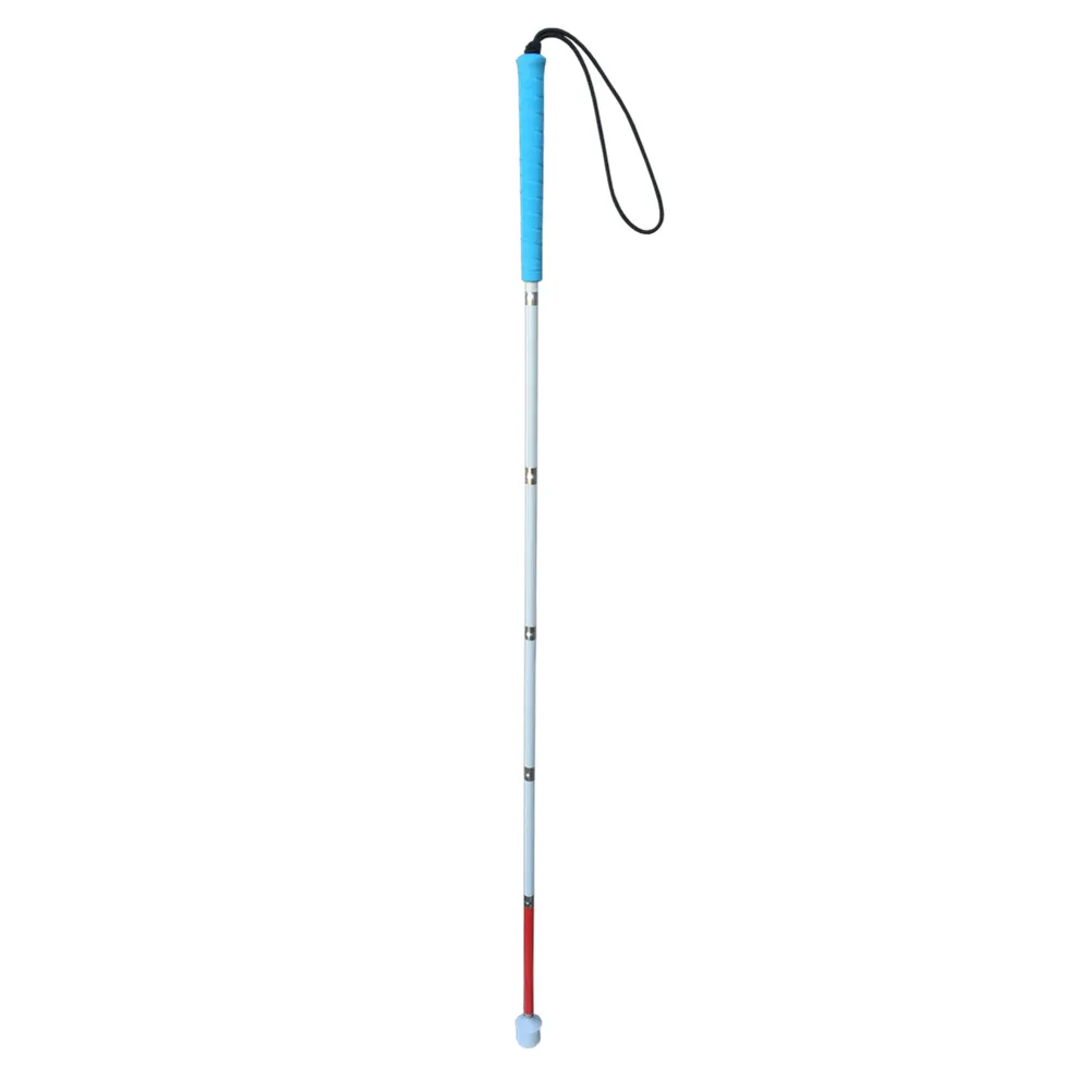 Blue Handle, 6 sections White Cane, 125cm-155cm, Aluminum mobility folding Cane for the blind