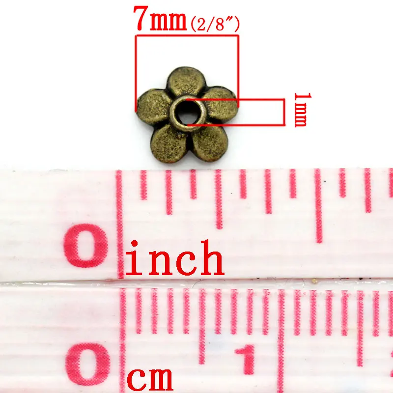 DoreenBeads Zinc Metal Alloy Beads Caps Flower Antique Bronze(Fits 8mm-14mm Beads)Flower Pattern 7mm(2/8\