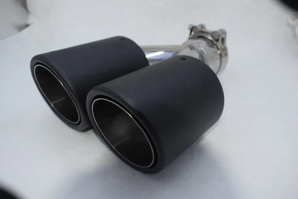 Inlet51/54/57/60/63mm outlet76/89/101mm carbon fiber 304 Stainless Steel exhaust tip exhaust pipe muffler for universal brands