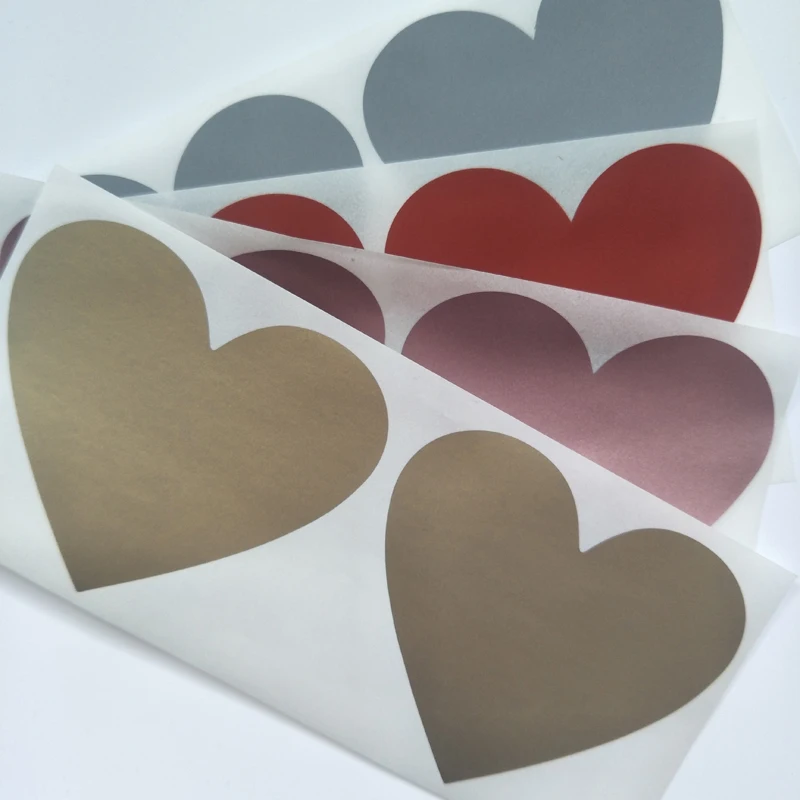 100pcs Scratch Off Stickers 70x80mm Love Heart Shape Rose Gold Color Blank For Secret Code Cover Home Game Wedding Message