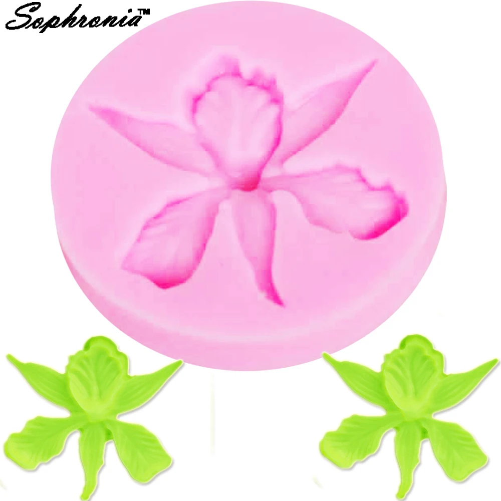 Orchid Flower Silicone Chocolate Mold 3d Jelly Biscuit Ice Lollipop Gelatin Sugar Baking Cake Pop Mould Confectionery Accessorry