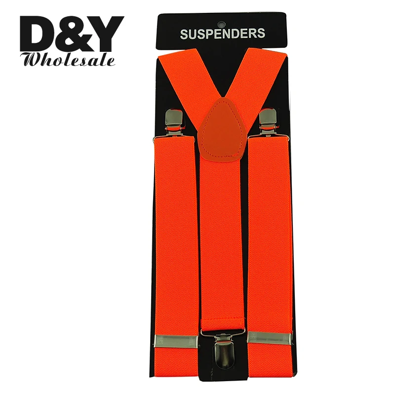 Women Men'S Shirt Suspenders For Trousers Pants Holder Clip-on Braces Elastic 3.5cm Wide Candy orange gallus Wholesale & Retail