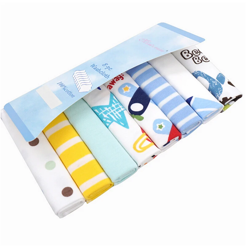 Free Shipping boy Baby Small Scarf / Feeding Napkin Hood Towel Soft Cotton Fabric aircraft Pattern 8pcs 21 * 21cm