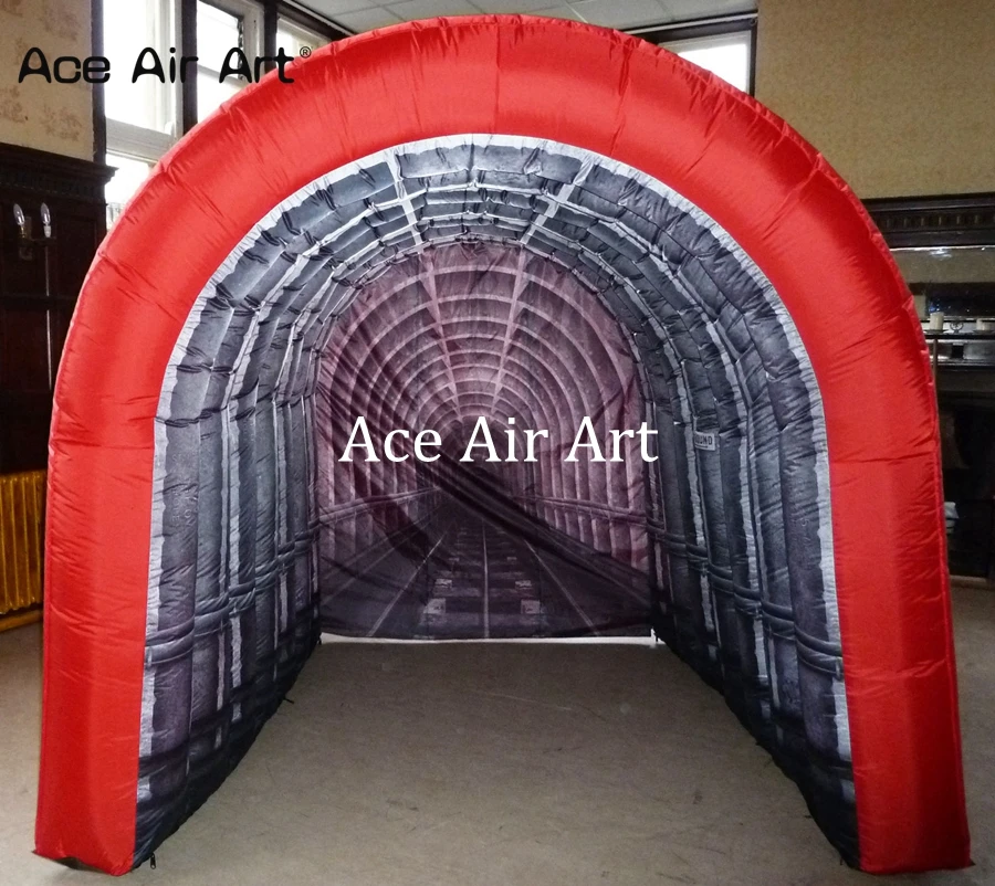 Mobile Amasing Inflatable Mine Tunnel Vivid Solid Mail Rail Tunnel for Photograph on Miner's Day or Mine Exhibition