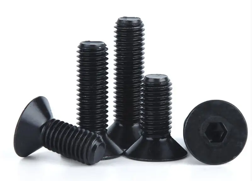 50pcs Cap Screws M3*( 6/8/10/12/16/20/25/30)mm Flat Head Countersunk Grade 10.9 Alloy Steel Hex Socket Head Cap Screw Black