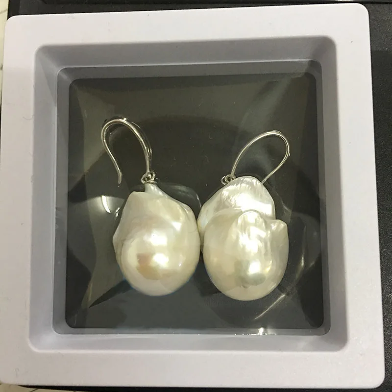 100% nature freshwater pearl earring with 925 silver hook,AAA baroque Pearl,diameter 14-16 mm big baroque pearl,with display box