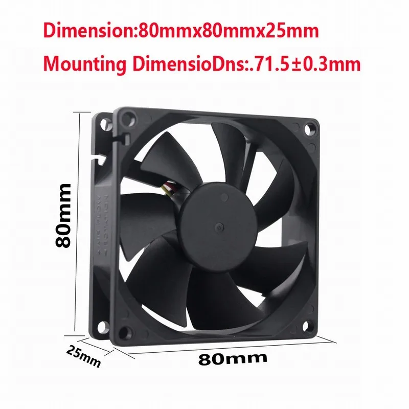 

Gdstime 2 Pieces DC 12V Ball Bearing 80x80x25mm 3Pin 3Wire Brushless Cooler 8cm PC Case Cooling Fan 80mm 0.2A 80*80*25mm 8025