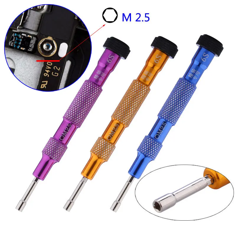 2.5mm Inner Hexagon Precision Screwdriver Metal Socket Driver for iPhone 6S Motherboard Hex Screw Opening Repair Hand Tools