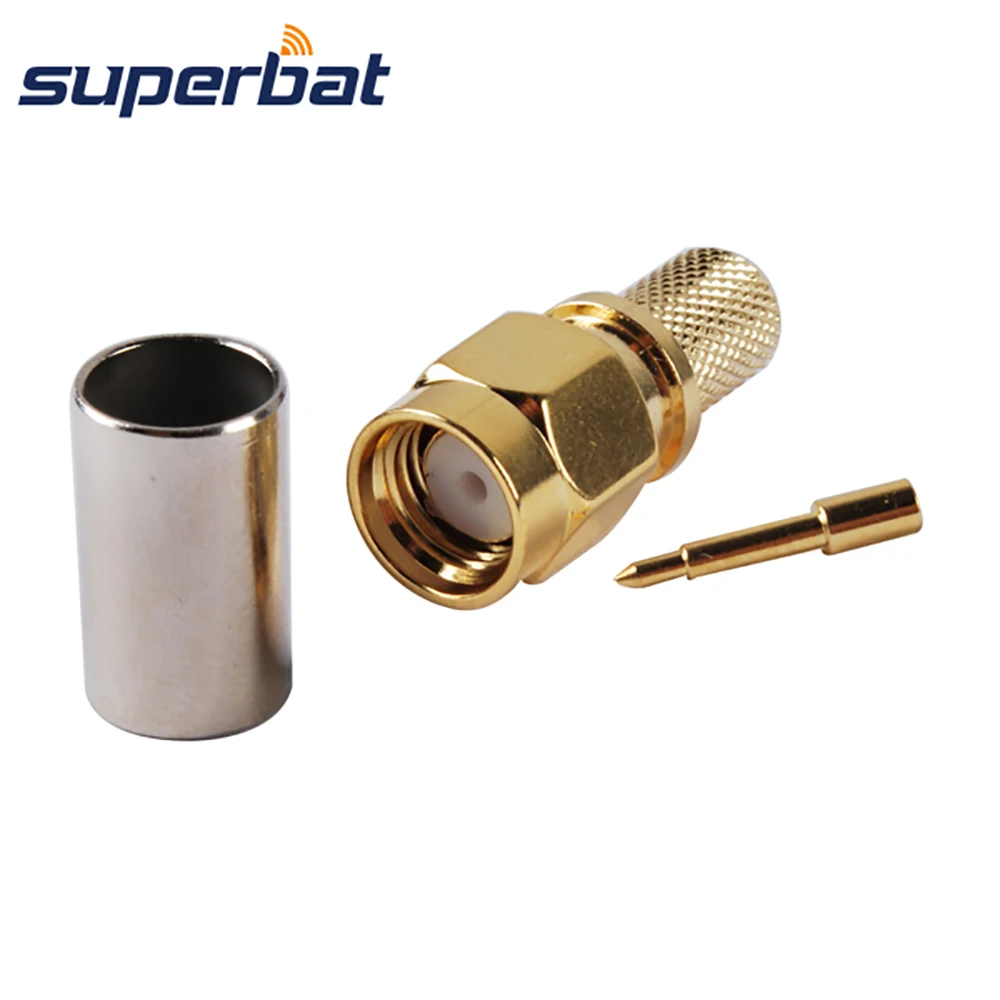 Superbat 50 ohm SMA Male Straight Crimp Attachment Cable Mount RF Coaxial Connector for Cable LMR240