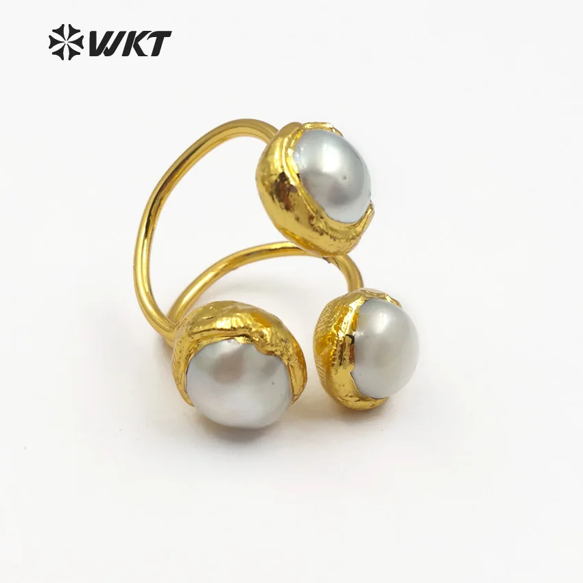 WT-R315 Vintage Design Natural Purpel Quartz Pink Quartz  Labradorite And Pearls Mix Rings Three Stone At Face Women Rings