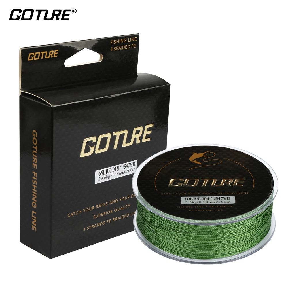 Goture 500M/547yrd PE Braided Fishing Line Rope 4 Stands 15LB 20LB 25LB 30LB 40LB 50LB 65LB 80LB Multifilament Fishing Line Cord