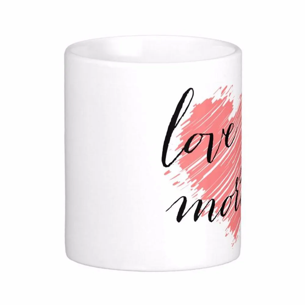 Love You More Pink Heart High Quality White Coffee Mugs Tea Mug Customize Gift By LVSURE Ceramic Mug Travel Coffee Mugs