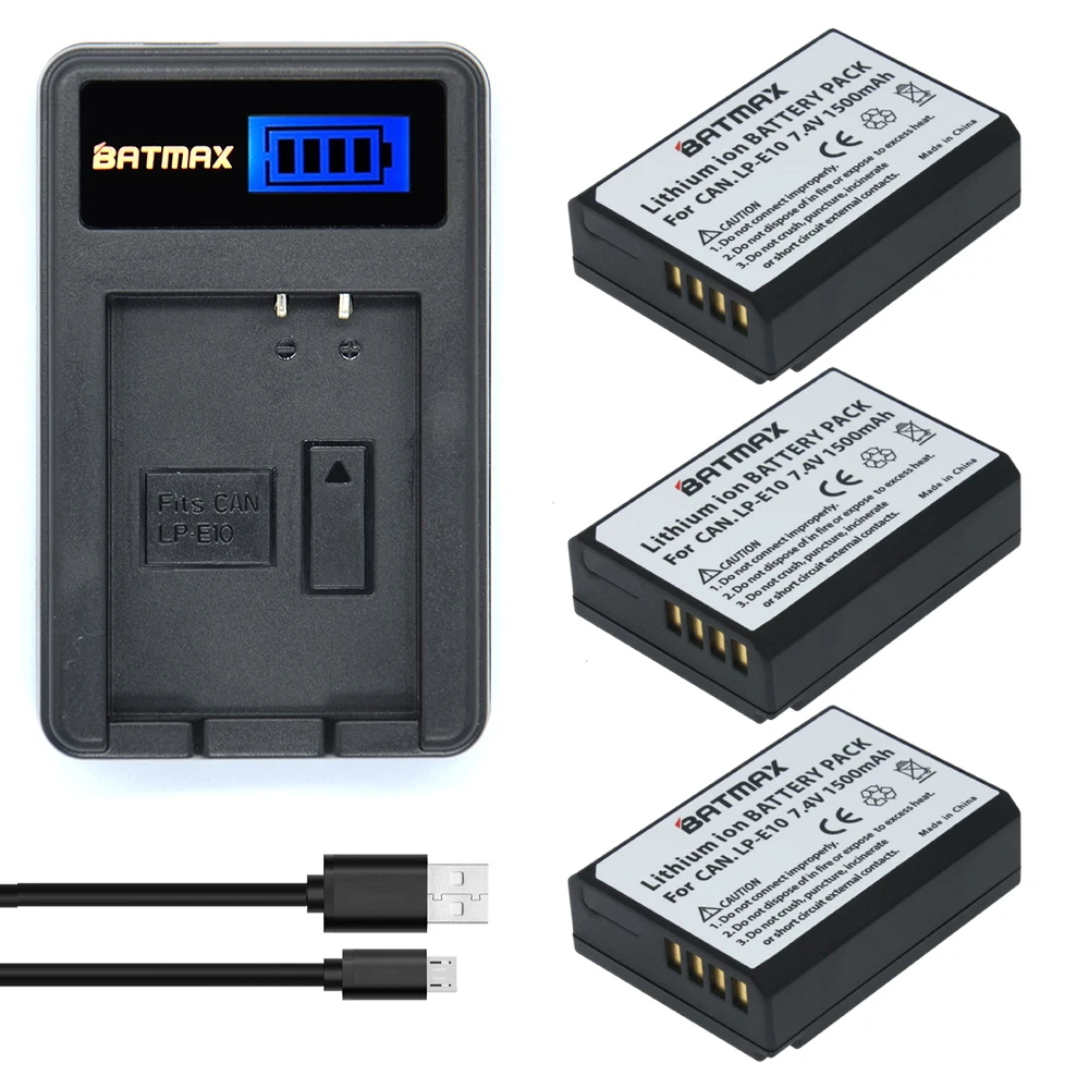 

Batmax 3x LP-E10 LPE10 LP E10 Camera Battery Bateria+LCD Charger for Canon 1100D 1200D 1300D Rebel T3 T5 KISS X50 X70