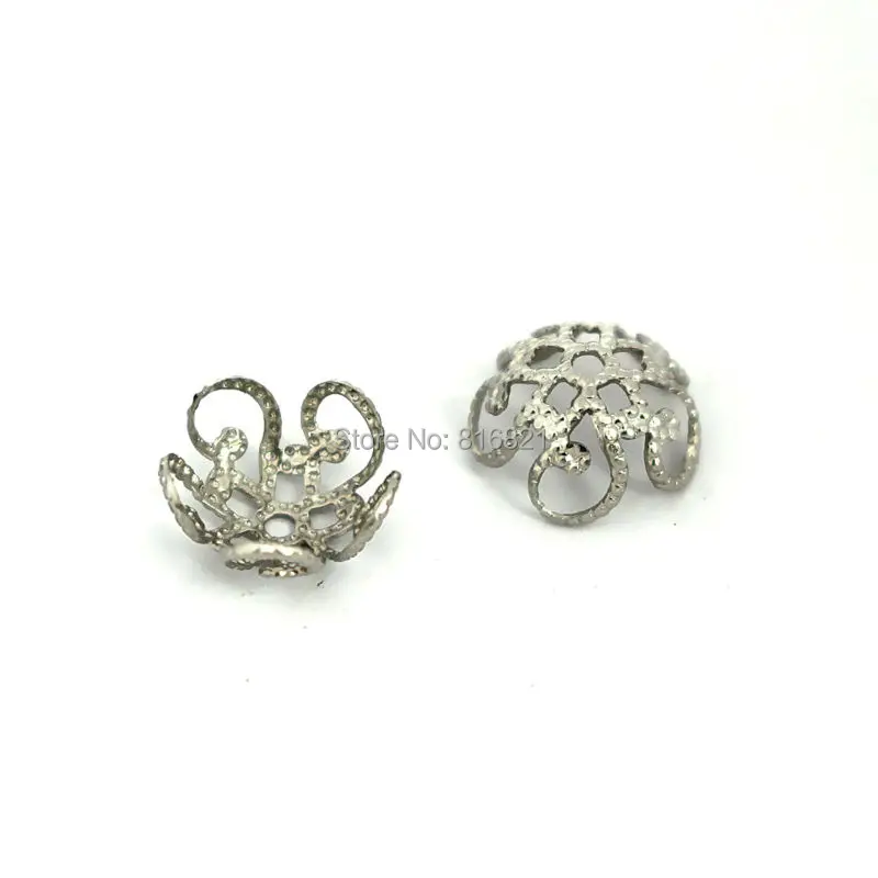

200pcs 10mm Stainless Steel Hollow Filigree Flower Bead Cap Connector Silver tone Spacer Beads DIY Finding Stuff Wholesale