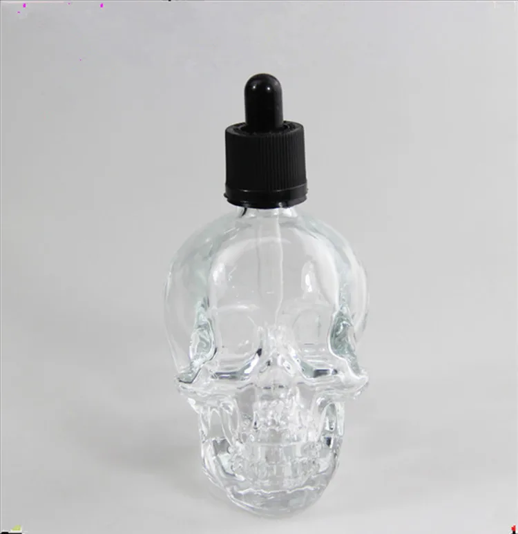 

15ml Empty Skull Clearly Glass Drop Tobacco Tar Bottles Refillable Essential Oil Glass Bottles Wholeasles