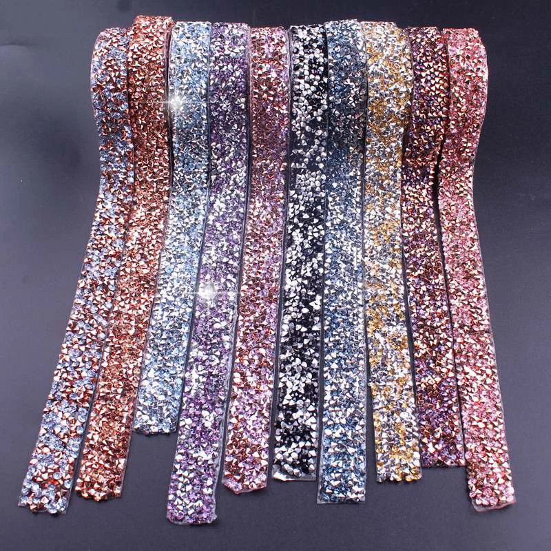 Self-Adhesive Rhinestone Tape Applicator Rhinestones For Clothes Strass Hotfix Rhinestone Applique Trim Crystal Jewelry Ribbon