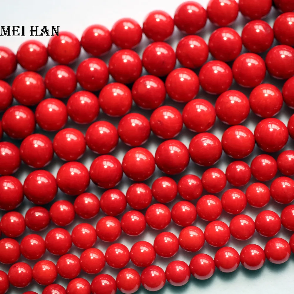 Meihan free shipping Natural A+ red coral 5.5 mm round loose beads for jewerly making