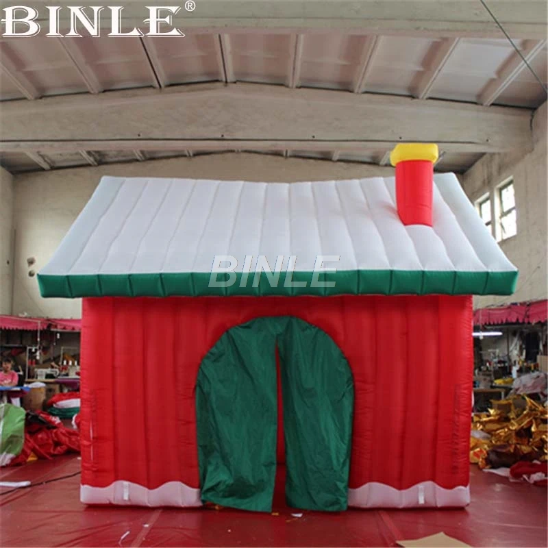 Pretty Outdoor Inflatable Christmas House With Chimney christmas tent decoration inflatable Santa Claus house for Eve parties