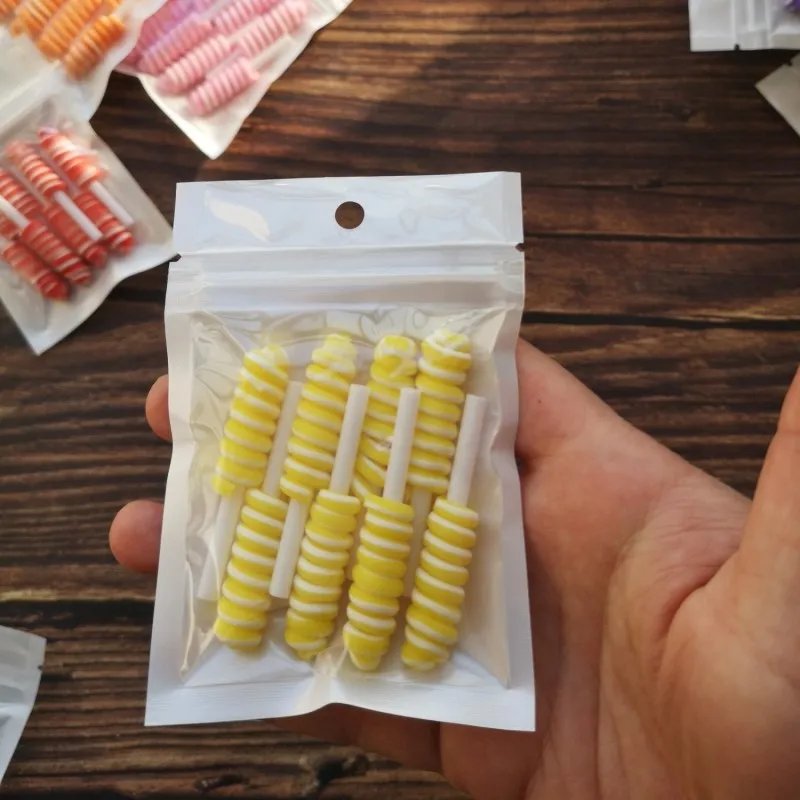 8 Stück Cabochons aus Kunstharz mit flacher Rückseite, Pastell-Konfetti-Charms, Süßigkeiten, Lutscher, Süßigkeiten, weicher Ton für Kinder, DIY-Telefondekoration – Detail 7