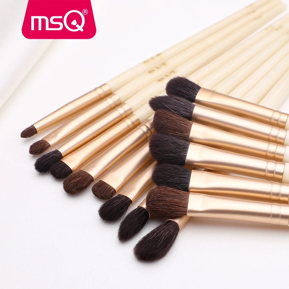 MSQ Makeup Brushes Sets Eye Shadow Eyeborow Concealer Nose Eyes Make Up Brush Set Luxury Beauty Tools Horse/Goat Hair Gold Tube