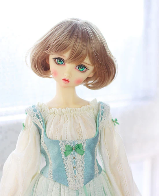 D01-P474 children handmade toy   1/3 Doll Accessories BJD/SD doll wig Honey brown small pear flower short hair 1pcs