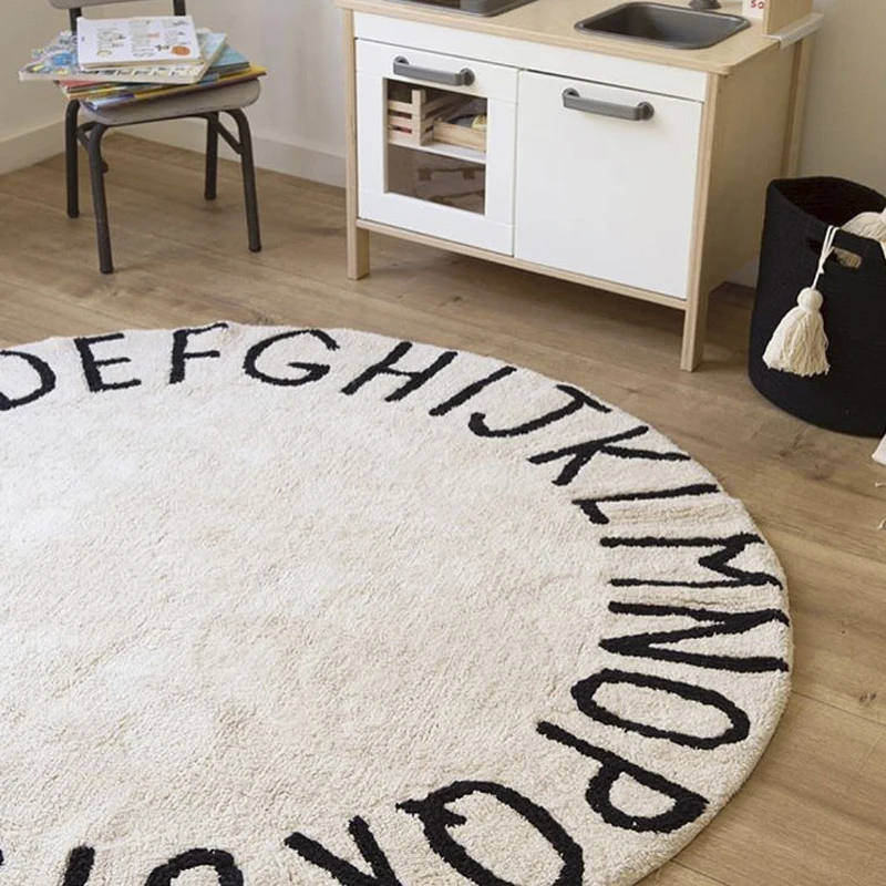 

Round Baby Play Mat Tapete Infantil Playmat Kids Carpet Cotton Baby Games Activity Mats Rug with Letters Toys for Children 120cm