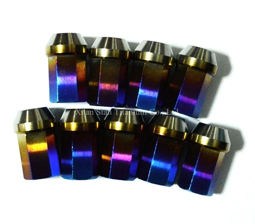 20pcs/lot Titanium TC4 Car Wheel Rim Bulge Acorn 40mm Extended 17mm Subtense Hex Lug Nuts  M12*1.25 / M12*1.5 Anti-lose Design