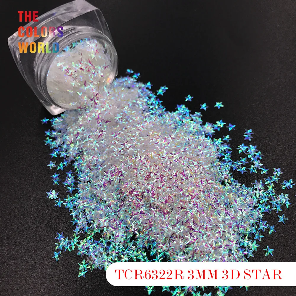 TCT-176 Star Shape 3D Effect Colorful Glitter 3MM For Nail Glitter Nail art Nail Gel Decoration Makeup Facepaint DIY Decoration